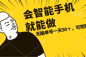 （11452期）会玩智能手机就能做，单账号一天上限五十 任务无上限，做就有