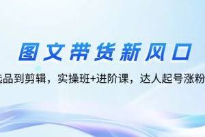 （12306期）图文带货新风口：从选品到剪辑，实操班+进阶课，达人起号涨粉实战