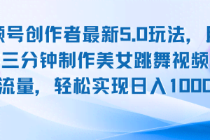 （12729期）视频号创作者最新5.0玩法，用ai软件三分钟制作美女跳舞视频 实现日入1000+
