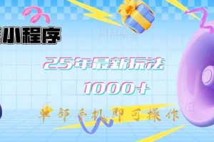 （14576期）微信小程序-25年最新教学日入1000+最新玩法–单部手机即可操作，做就…