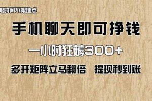 （14312期）手机聊天即可赚钱，一小时狂薅300+！多开矩阵立马翻倍，提现秒到账！（…