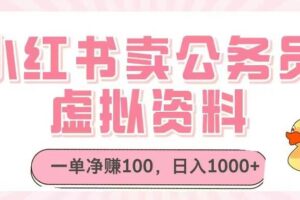 （14627期）小红书卖公务员虚拟资料，一单净赚100，日入1000+