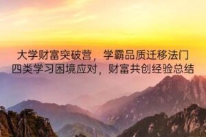 （14484期）大学财富突破营，学霸品质迁移法门，四类学习困境应对，财富共创经验总结