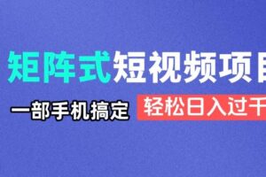 （14475期）矩阵式短视频项目揭秘，一部手机搞定，轻松日入过千