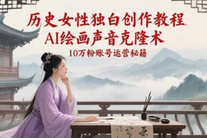 (15186期)历史女性独白创作教程,AI绘画声音克隆术,10万粉账号运营秘籍