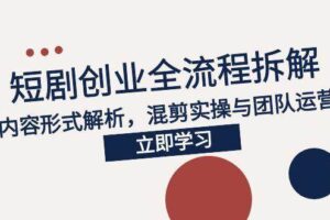 （15107期）2025短剧创业全流程拆解，爆款内容形式解析，混剪实操与团队运营指南