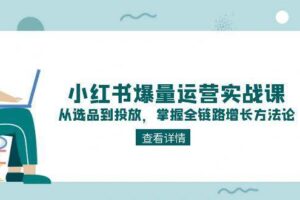 （15022期）小红书爆量运营实战课：从选品到投放，掌握全链路增长方法论