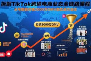 （15706期）拆解TikTok跨境电商业态全链路课程：从亏损到月销2000万GMV的实战方法论