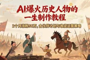 （15336期）AI历史人物赛道课程，2个月涨粉56万，含伙伴计划与收徒运营策略