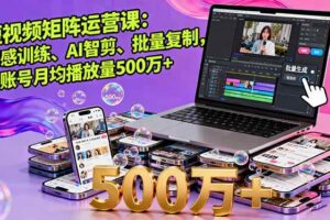 （16168期）短视频矩阵运营课：网感训练、AI智剪、批量复制，单账号月均播放量500万+