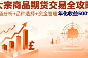 （16083期）大宗商品期货交易全攻略，市场分析+品种选择+资金管理，年化收益500%+