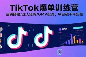 （15920期）TikTok爆单训练营，店铺搭建/达人矩阵/GMV投流，单日破千单实操