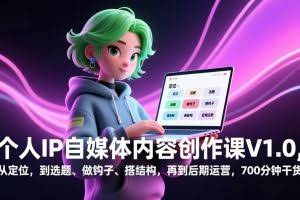 （17331期）个人IP自媒体内容创作课V1.0，从定位，到选题、做钩子、搭结构，再到后期运营，700分钟干货