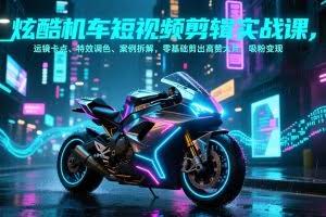 （17304期）炫酷机车短视频剪辑实战课，运镜卡点、特效调色、案例拆解，零基础剪出高赞大片，吸粉变现