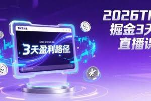 （17147期）2026TK掘金直播课，起号涨粉+直播带货+商单变现+3天打通盈利路径，月入过万美金