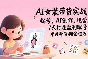 （17117期）AI女装带货实战班（更新）：起号，AI创作，运营，7天打造盈利账号，单月带货佣金过万