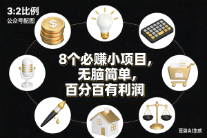 （17101期）8个必赚小项目，无脑简单，百分百有利润，副业首选，日入300+