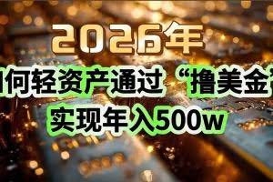 （17033期）2026年如何轻资产通过“撸美金”实现年入500w