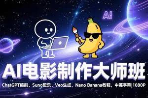 （17011期）AI电影制作大师班：ChatGPT编剧、Suno配乐、Veo生成，Nano Banana教程，中英字幕|1080P