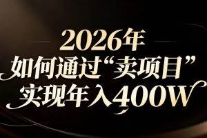 （16999期）2026年如何通过“卖项目”实现年入百万