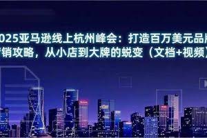 （16850期）2025亚马逊线上杭州峰会：打造百万美元品牌营销攻略，从小店到大牌的蜕变（文档+视频）