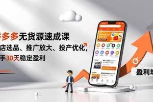 （16785期）拼多多无货源速成课，开店选品、推广放大、投产优化，新手30天稳定盈利