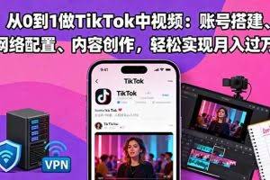 （16461期）从0到1做TikTok中视频：账号搭建、网络配置、内容创作，轻松实现月入过万