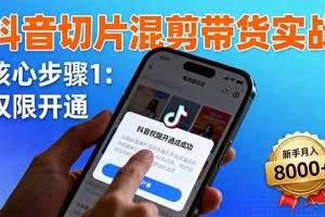 （16319期）抖音切片混剪带货实战：权限开通、商品挂车、混剪手法，新手月入8000+