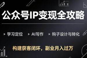（17523期）公众号IP变现全攻略-更新，学习定位、AI写作、钩子设计与转化，构建获客闭环，副业月入过万