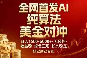 （17506期）全网首发项目！AI美金算法对冲，日入2000-6000+，稳定长效0风险，彻底告别996，创业、副业逆…