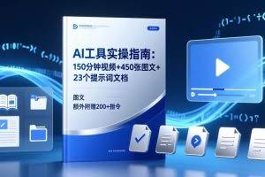 （17504期）AI工具实操指南：150分钟视频+450张图文+23个提示词文档，额外附赠200+指令
