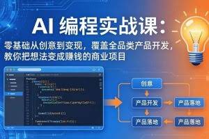 （18670期）AI编程实战课-第三期-5月更新：零基础从创意到变现，覆盖全品类产品开发，把想法变成赚钱项目