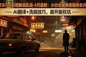 （18277期）TikTok影视解说实战-4月最新：小白也能做悬疑类长片，AI翻译+洗稿技巧，避开版权坑
