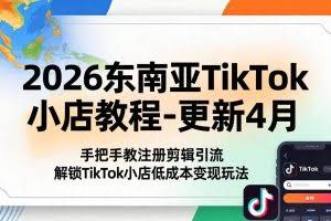 （18180期）2026东南亚TikTok小店教程-更新4月，手把手教注册剪辑引流，解锁TikTok小店低成本变现玩法
