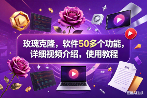 （18124期）玫瑰克隆，一键爆款工具，ai智能体软件，自媒体神器，60多个功能详细教程
