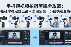 （18003期）手机短视频拍摄剪辑全攻略：零基础学稳定器运镜 + 剪映实操，小白快速变高手