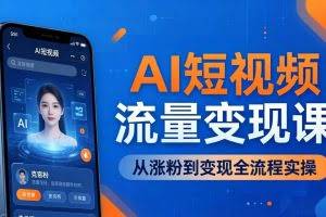 （17939期）AI短视频流量变现课：一部手机玩转数字人克隆+爆款制作，从涨粉到变现全流程实操