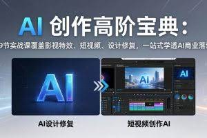 （17887期）AI 创作高阶宝典：59节实战课覆盖影视特效、短视频、设计修复，一站式学透AI商业落地
